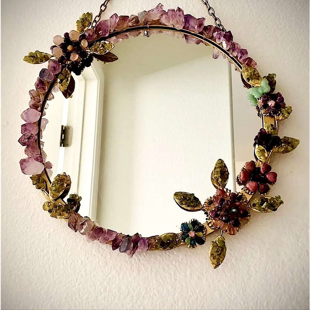 Flora Gemstone encrusted wall hanging mirror